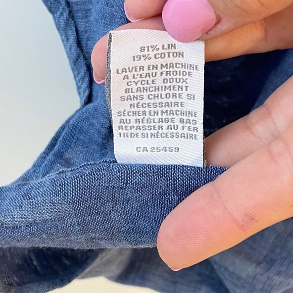 Toscano Firenze Linen Blend Plaid Button Up Shirt Mens XL Blue Short Sleeve - Picture 5 of 7